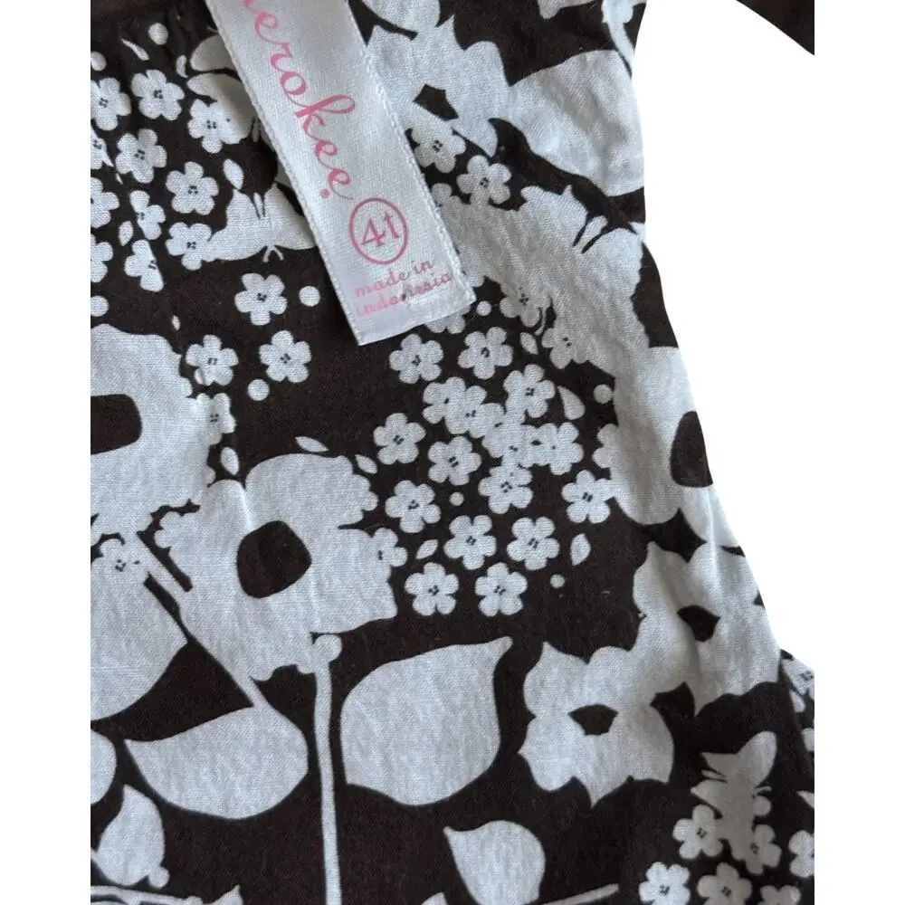 Cottagecore Cherokee Floral Maxi Dress 4T Brown White